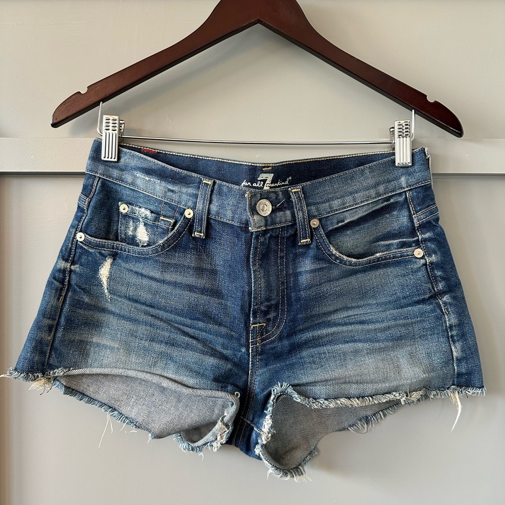 7 For All Man Kind Cut Off Jean Shorts Size 26